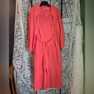 Vintage Montgomery Ward 70s Coord Coral Jacket And Jumpsuit Office Wear
